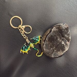 Septarian Natural Black Stone Dragon stone it comes with a cute keychain